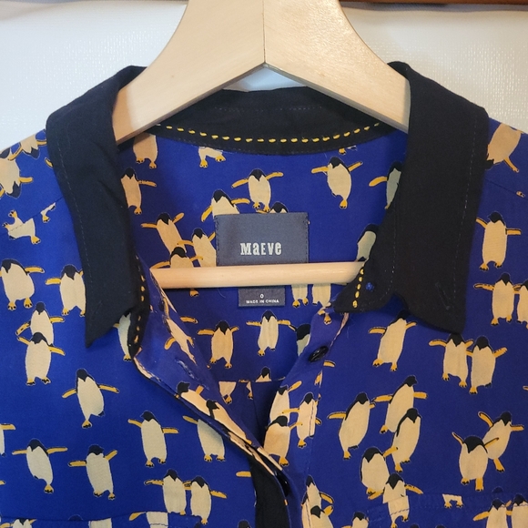 Maeve Penguin Patterned Button-Up Shirt - Picture 6 of 16